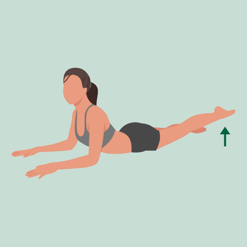 俯臥單腳提起運動-強化腰肌