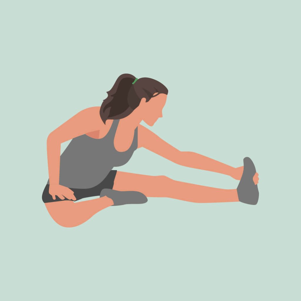 坐姿前伸拉大腿後筋運動-舒緩膝頭痛