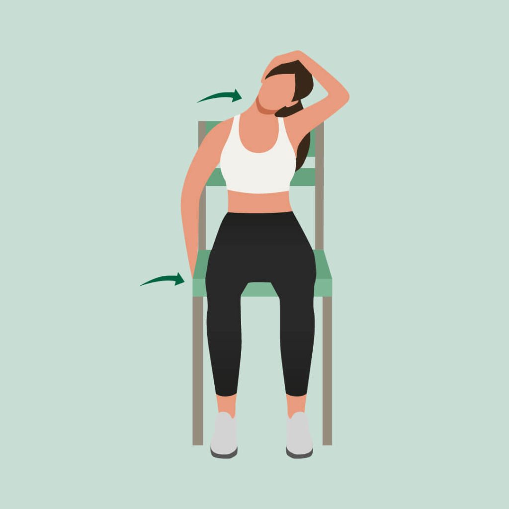 坐姿單手壓頭伸展-舒緩頸椎痛