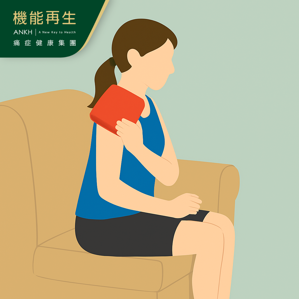 針對前三角肌區進行熱敷